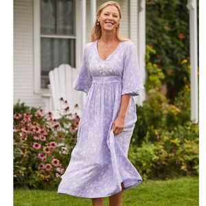 April Cornell Lavender Floral Midi Dress